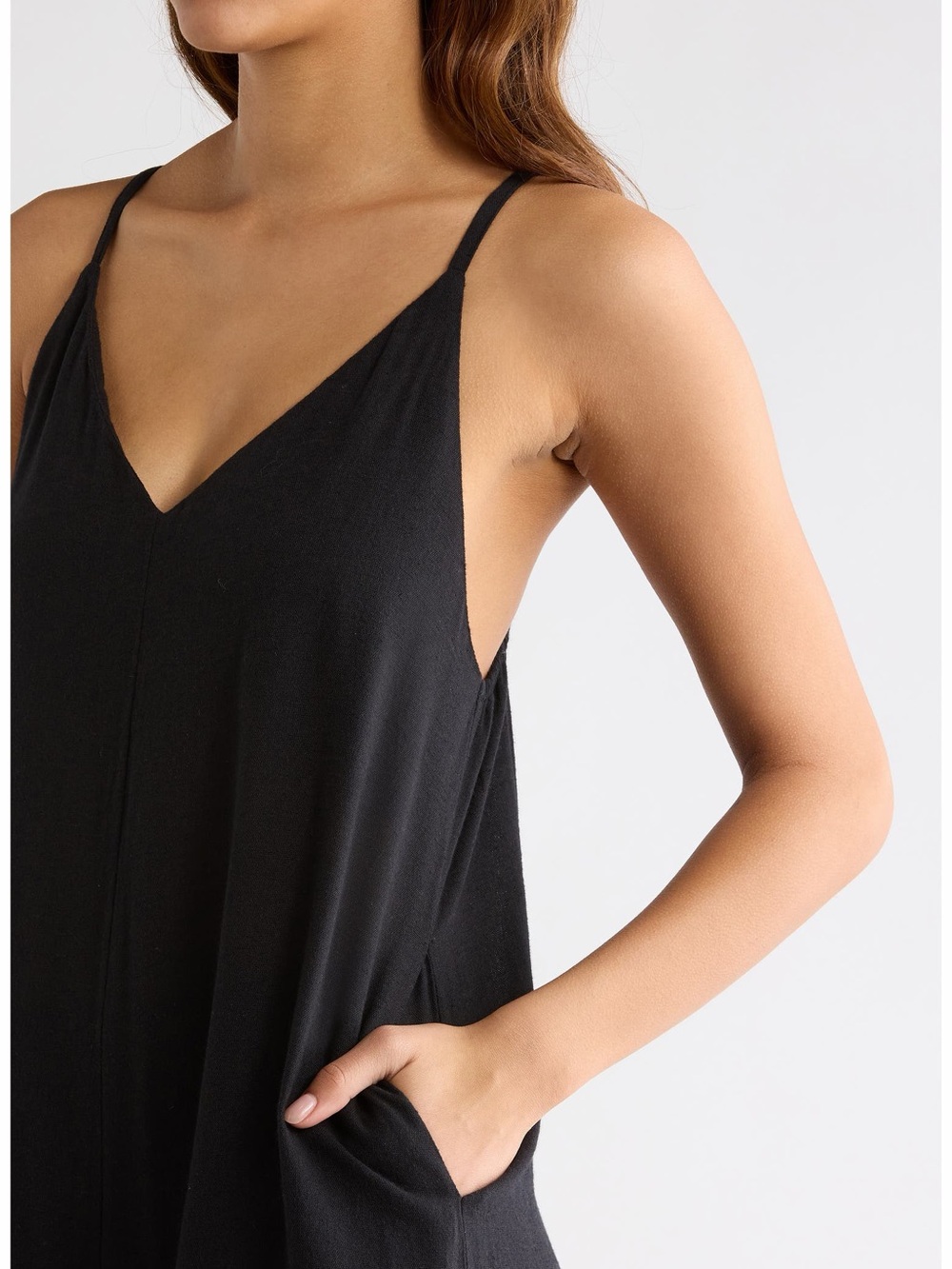 Elan Wide Leg Cotton Linen Blend Cover-Up Jumpsuit Black Medium NWT - Picture 4 of 8